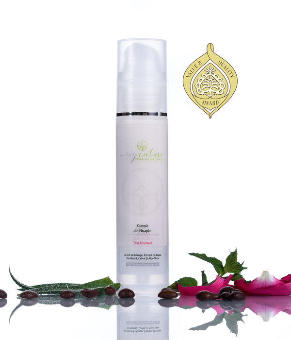 Hydrating Night Cream for Normal Skin with Mango Butter and Peony-, Mint-, Coffee- and Aloe Vera extracts 